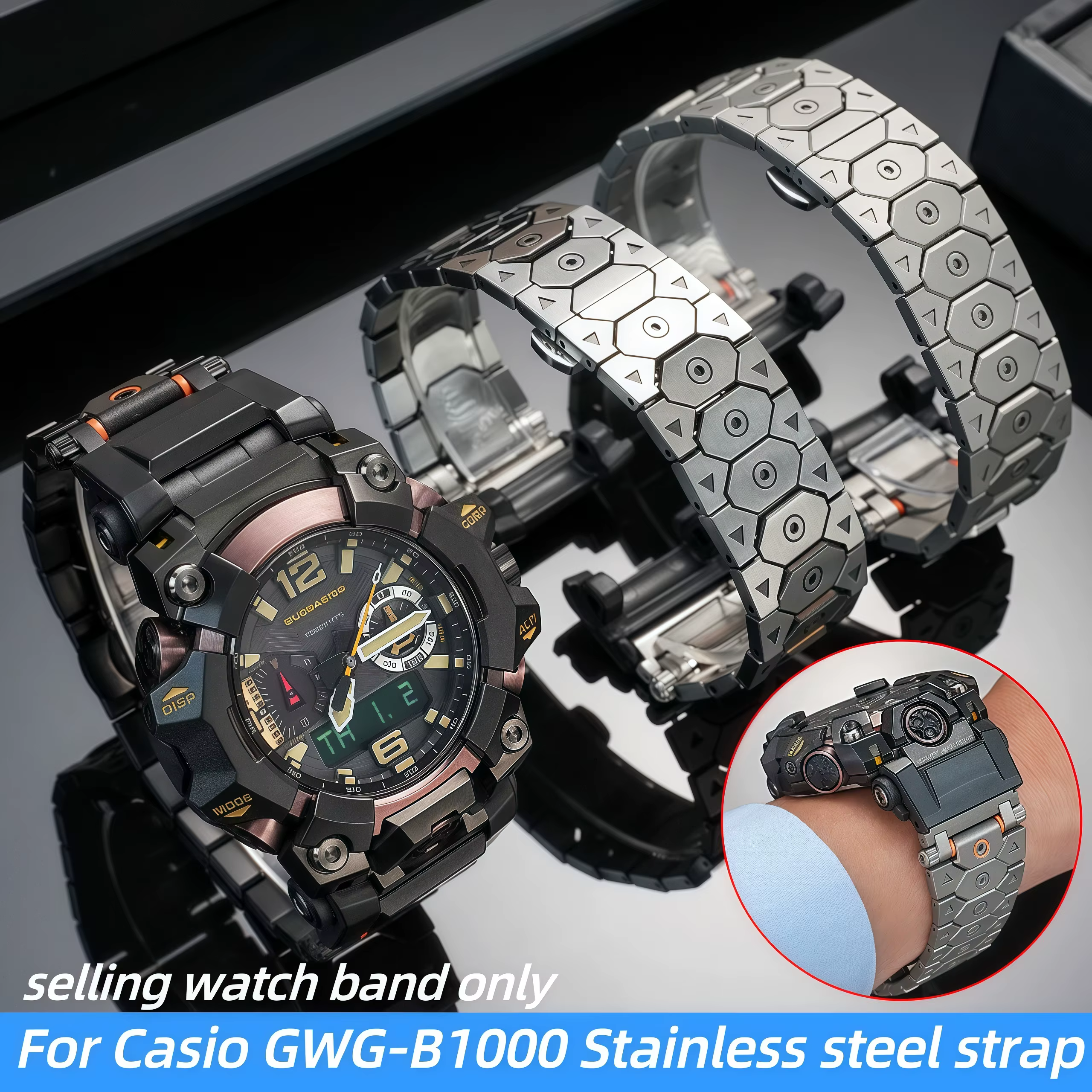 B1000 bracelet de montre en métal pour Casio G-SHOCK GWG-B1000 modifié hommes