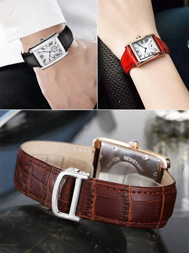 Convient pour bracelet de montre en cuir Cartier clé Catier doit réservoir