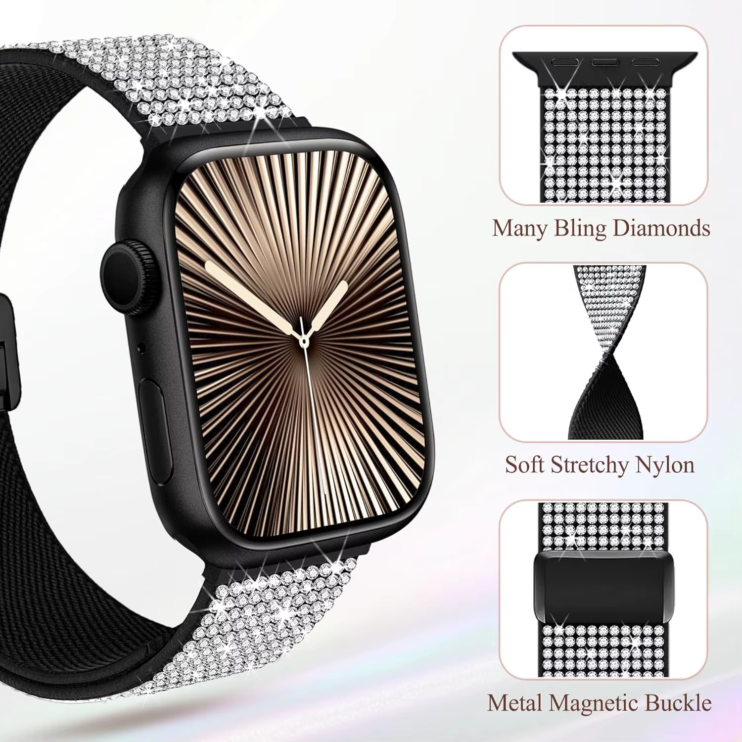 Bracelet magnétique en nylon pour Apple Watch Series 11 10 SE 9 8 7 6 5 4 3 45mm 46mm 42mm 41mm 40mm Sport pour iWatch