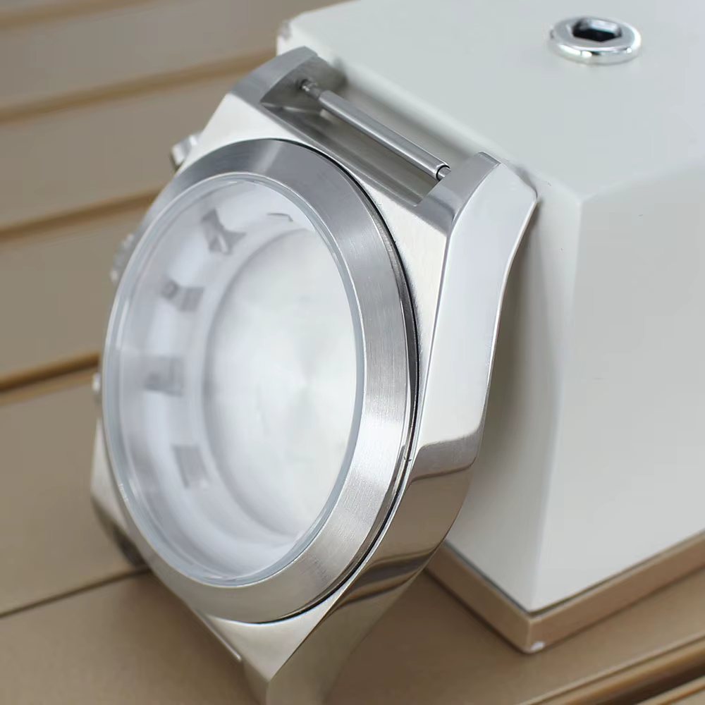 Boîtier de montre argenté 46MM, design en acier inoxydable brossé, étanche, avec fond solide, pour Miyota OS00 Movt, pièces de réparation en promotion