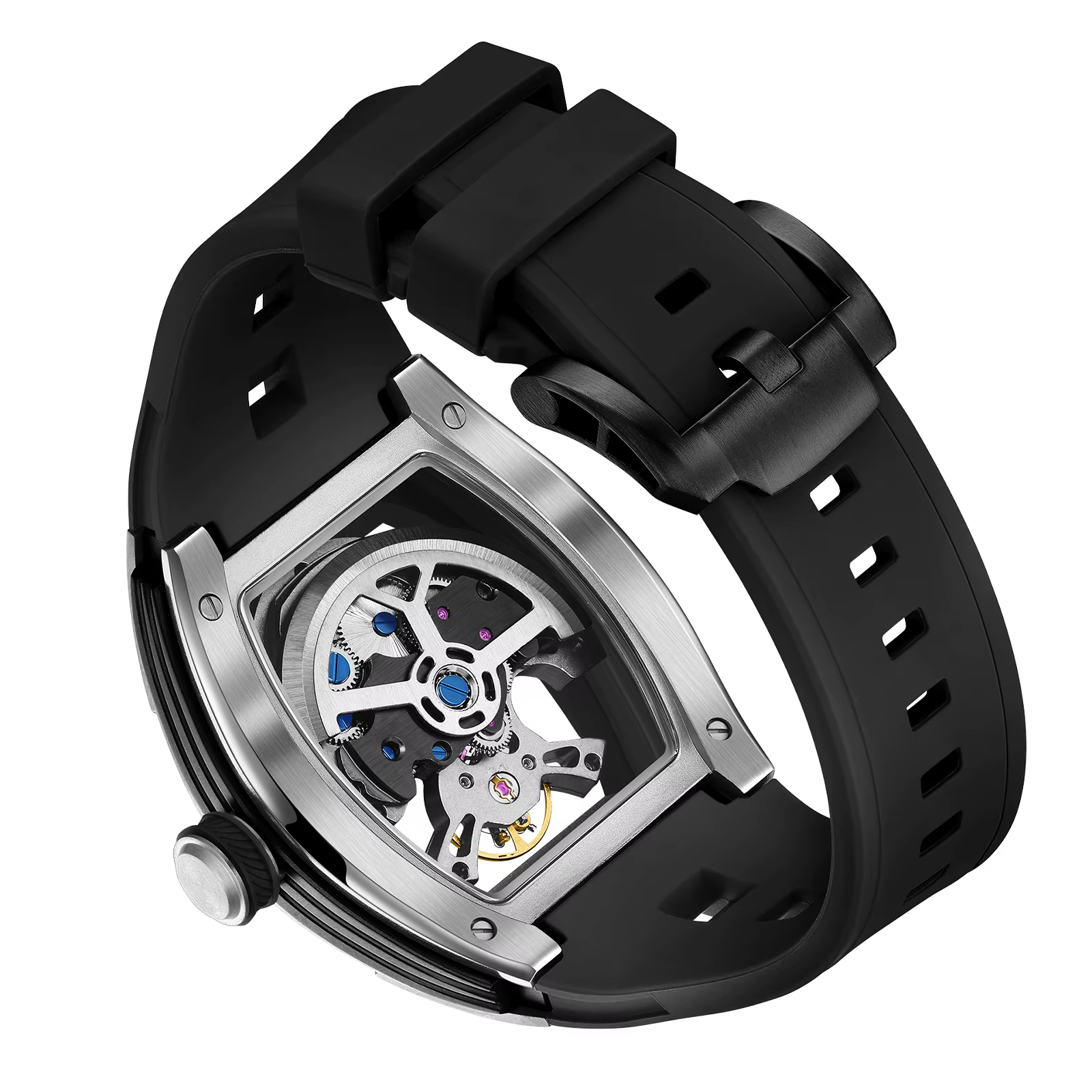CHANCE – montre mécanique automatique pour hommes, boîtier en acier inoxydable, bracelet en silicone, mode, étanche, lumineuse