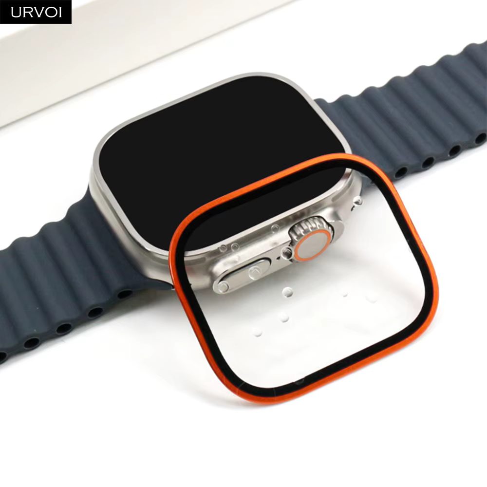 URVOI protecteur d'écran en verre trempé pour Apple Watch Ultra 3 49mm dur incurvé clair 3D pour iWatch cadre métallique lentille accessoires
