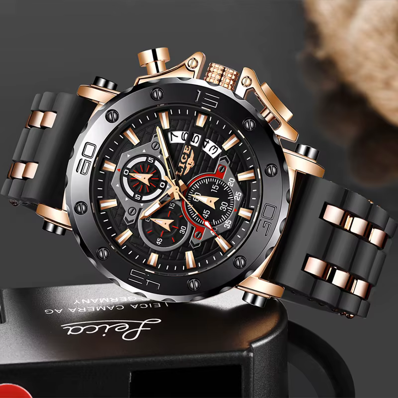 LIGE 2025 nouvelle entreprise Silicone hommes montres haut de gamme montre à Quartz de luxe