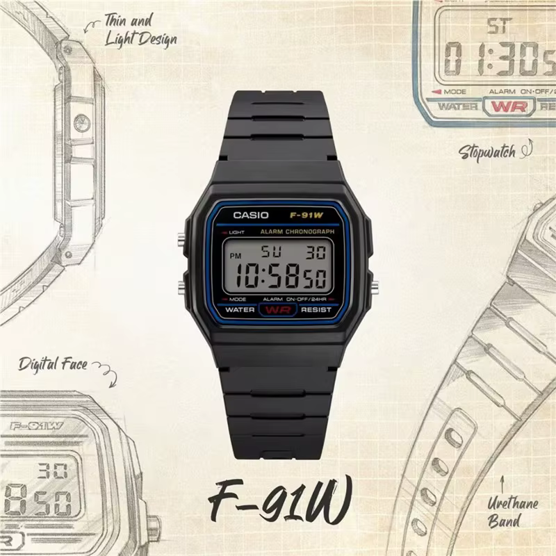 Montre électronique carrée Casio F-91W-1