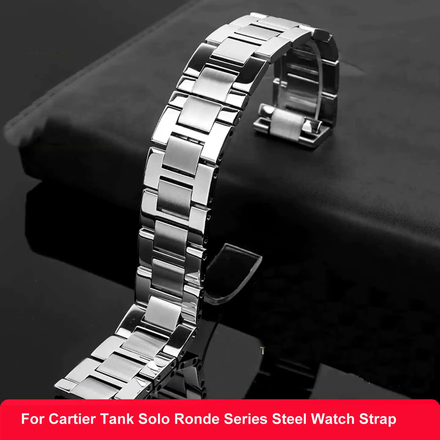 Pour Cartier Tank Solo Ronde série bracelet de montre en acier chaîne