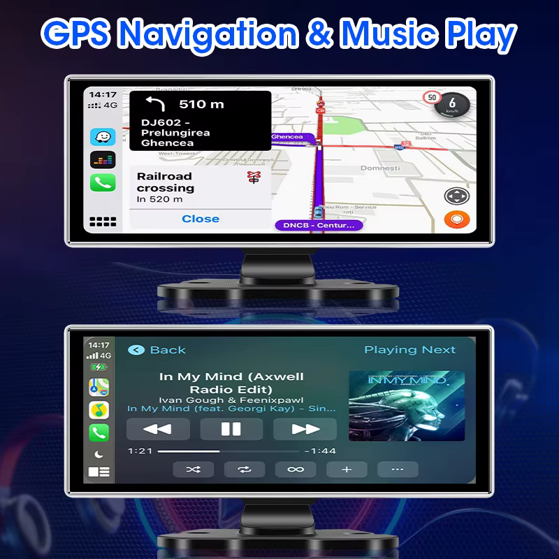 10/11.26 pouces Dash Cam 4K voiture DVR sans fil Carplay et Android Auto GPS Navigation enregistreur vidéo tableau de bord double objectif Wifi FM AUX