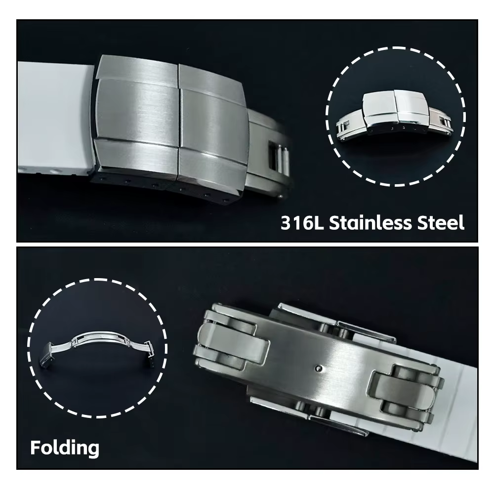CTS 20mm bracelet fluorur ubber Compatible pour Tudor BB58 Black Bay 58 & Ranger 39 fois nouveau design 316L fermoir