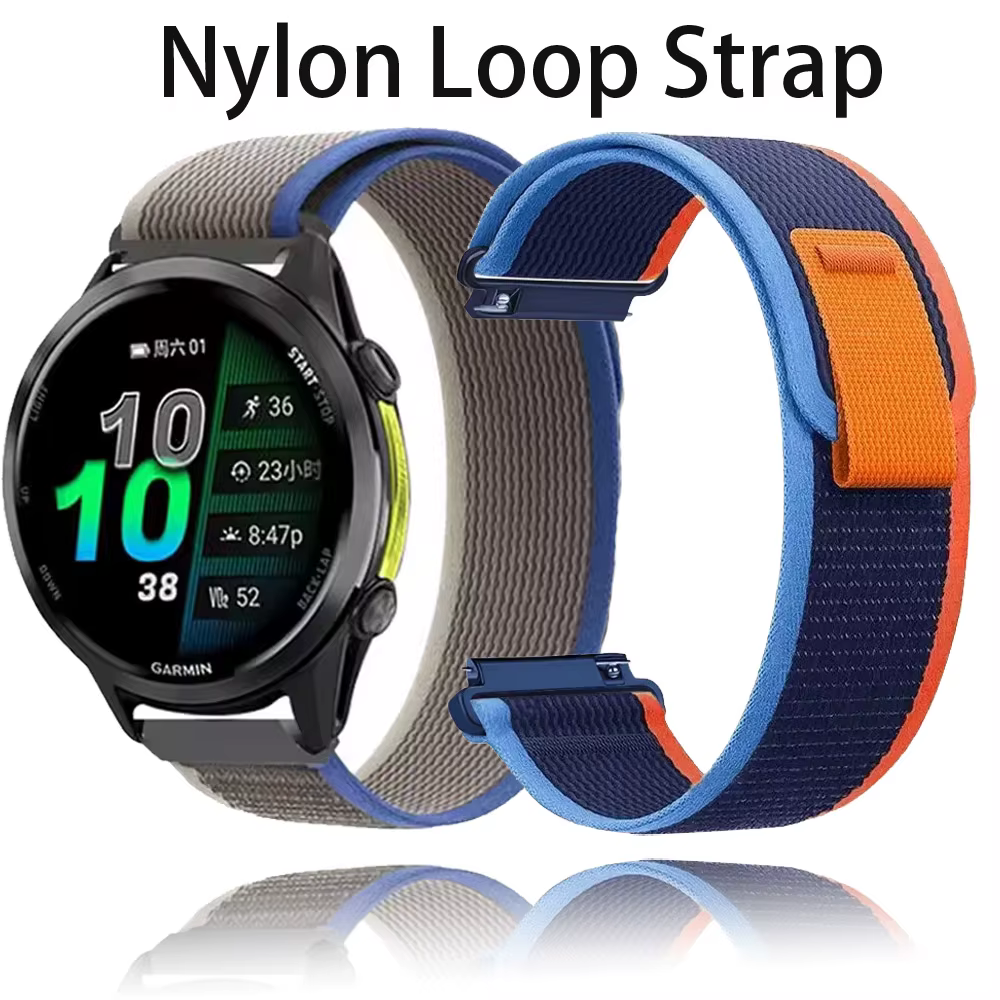 Sangle en nylon sport 20 mm 22 mm pour Garmin Forerunner 965 955 570 970 165 55 Bande confortable et respirante