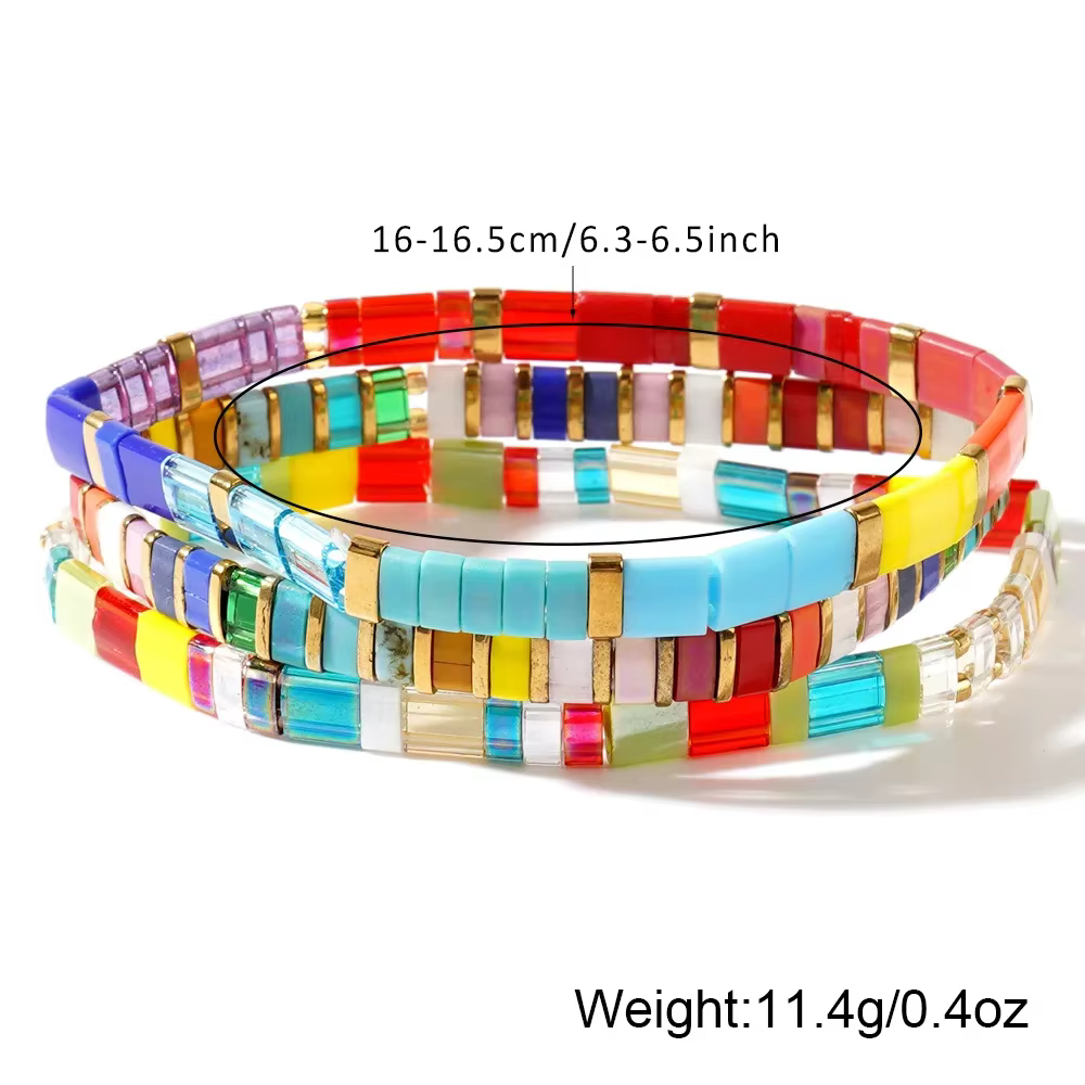 Ensemble de bracelets de perles TILA pour femmes, bohème, coloré, superposition, cadeau, mode, 3 pièces, ensemble