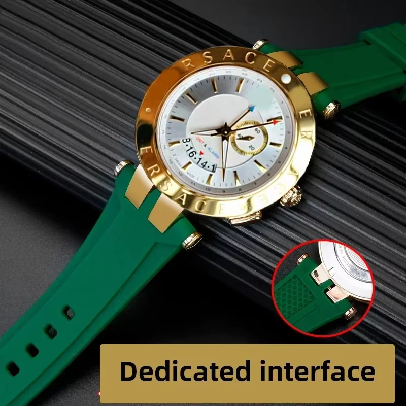 Bracelet de montre en caoutchouc pour Versace V-RACE double série concave convexe silicone