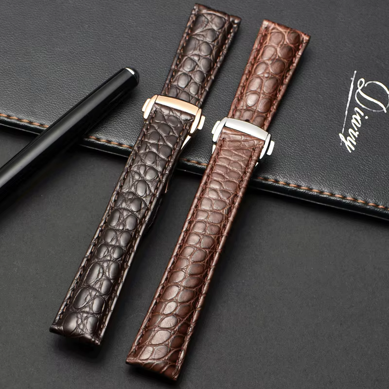 Bracelet de montre en cuir véritable de crocodile