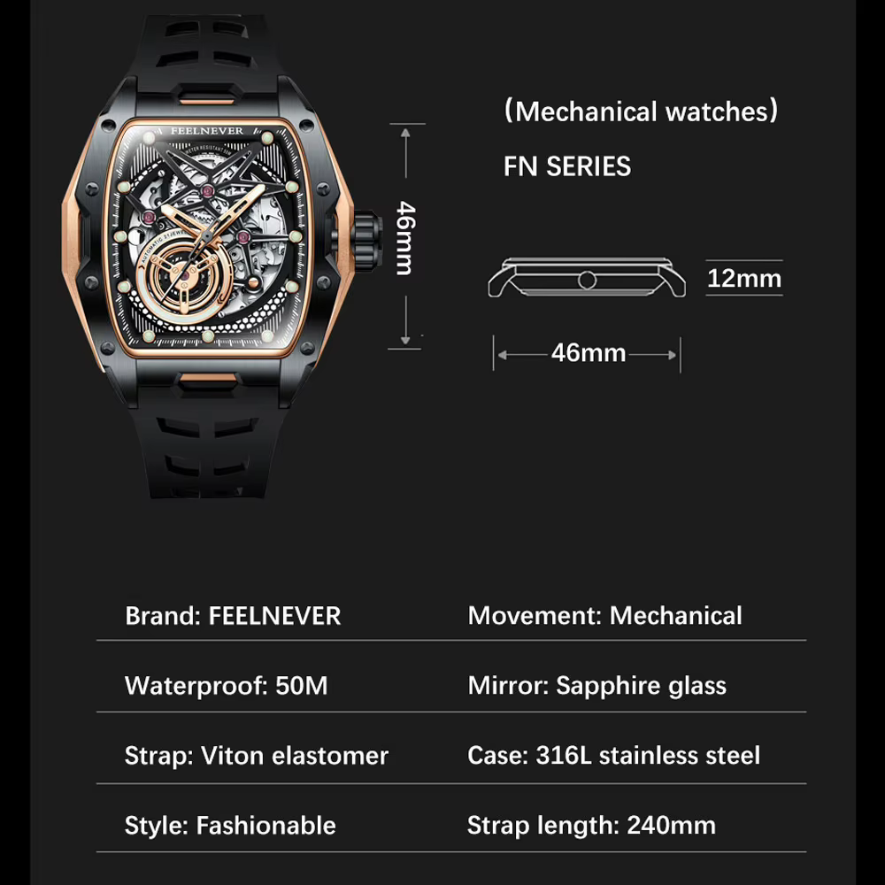 Hollow Tourbillon montres pour hommes montre automatique de luxe