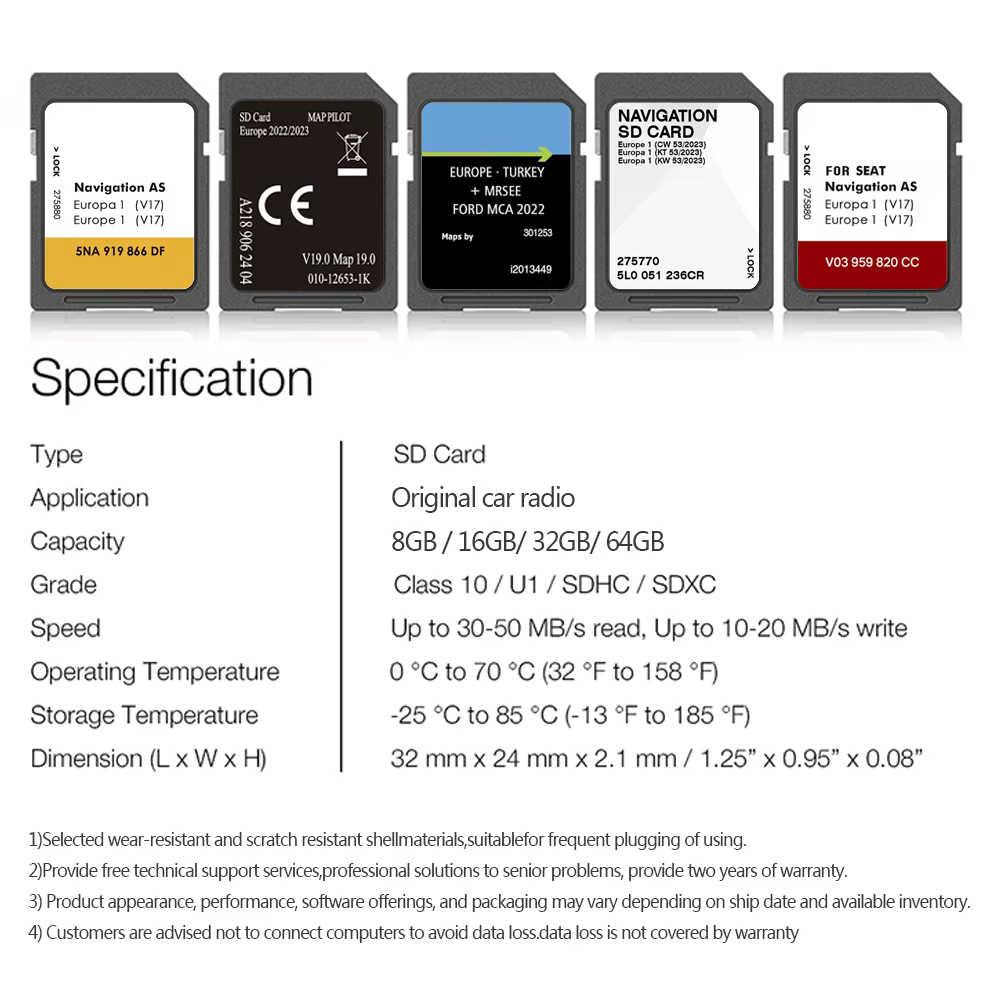 Carte SD 32 Go pour Ford C-Max 2013-2015, version 15 du système de navigation, données GPS, cartes USA MEX 2024, système de navigation par satellite