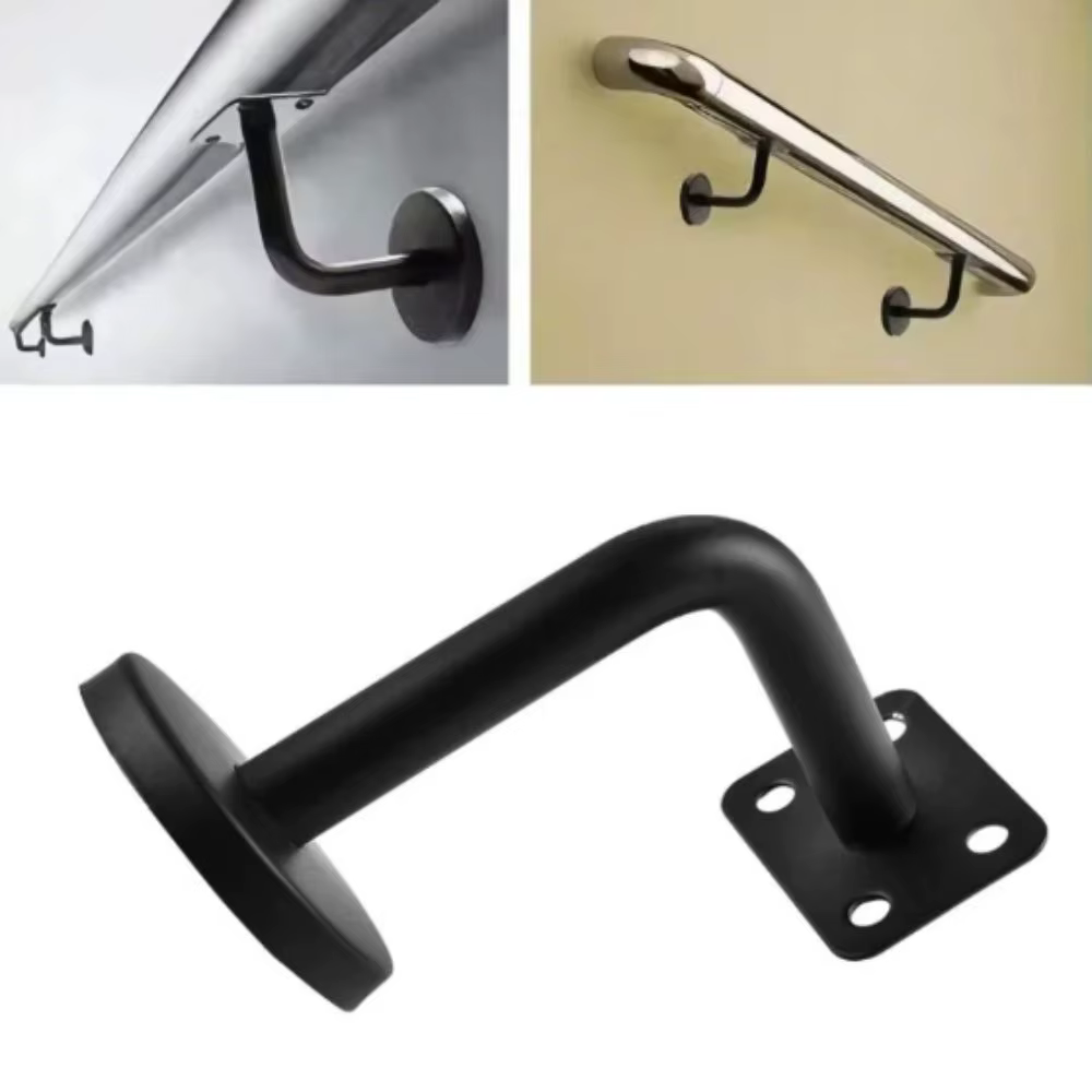 Support de main courante en acier inoxydable, fixation murale, robuste, haute qualité, finition noire, accessoire pour garde-corps d'escalier