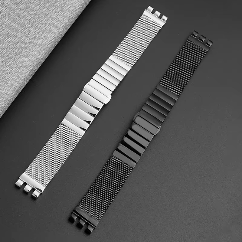 Pour Swatch IRONY YAS112 /YGS749 bracelet en maille tissée en acier fin pour hommes chaîne de montre série YIS YVS