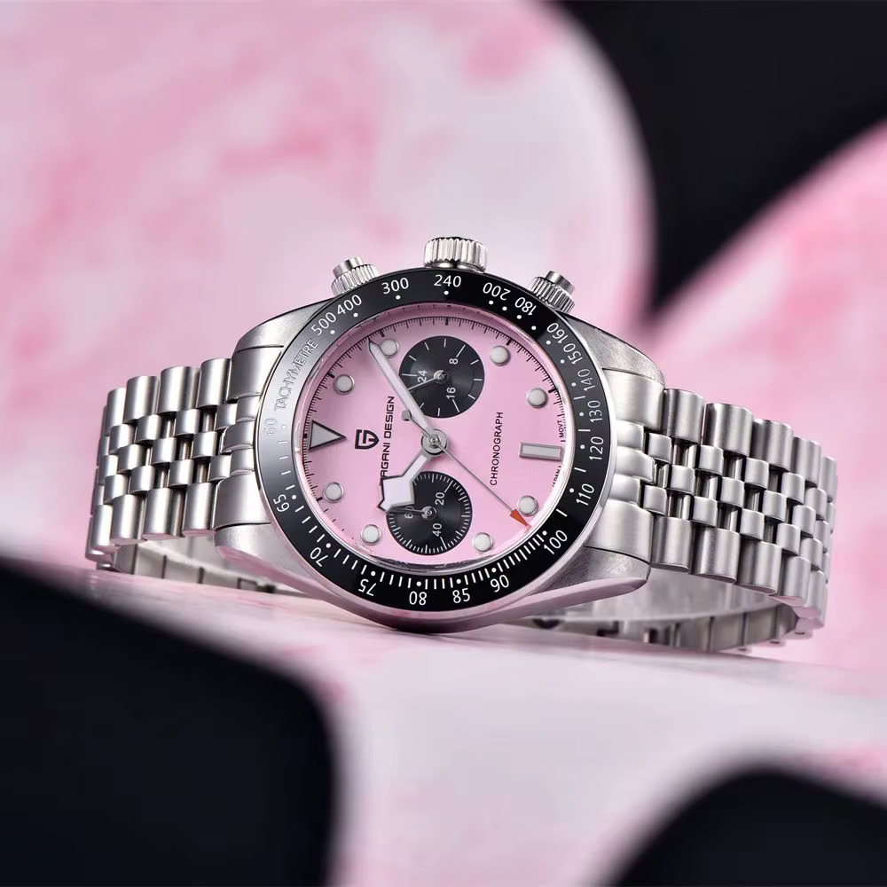 Montres pour hommes PAGANI DESIGN 2026 Nouvelle montre chronographe à cadran rose BB Panda Mode Luxe Quartz