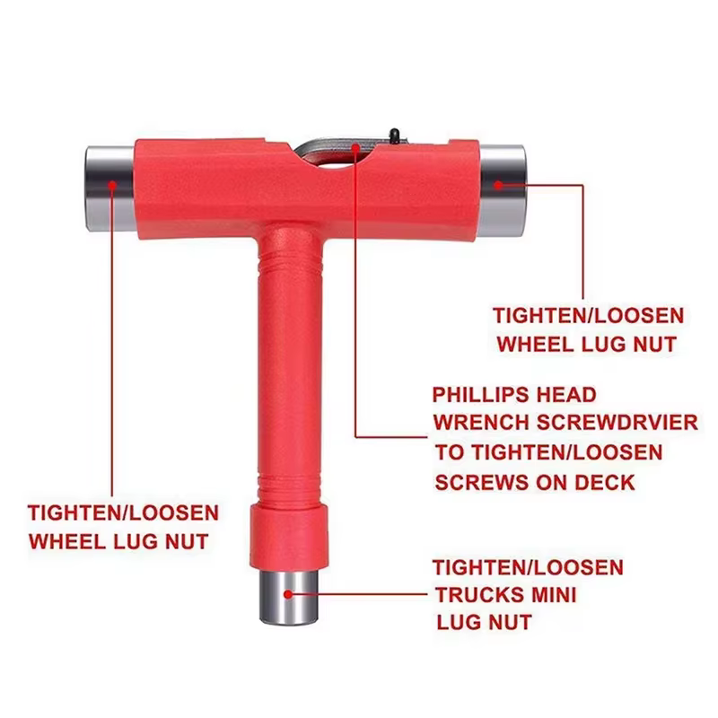 Outils de patin multi-fonction Portable Skateboard T forme accessoire avec clé Allen clé à tête Phillips tournevis outils pièces