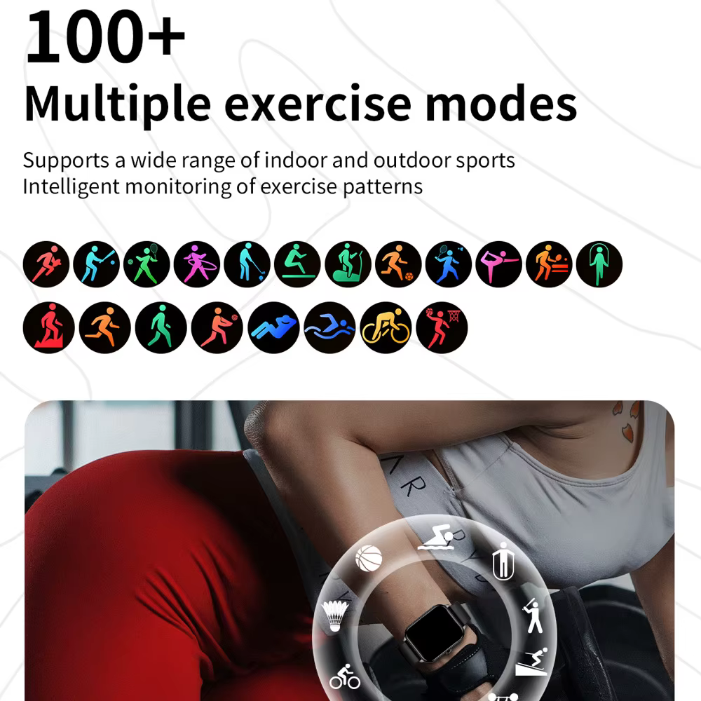 Montre connectée intelligente pour hommes et femmes avec appels Bluetooth