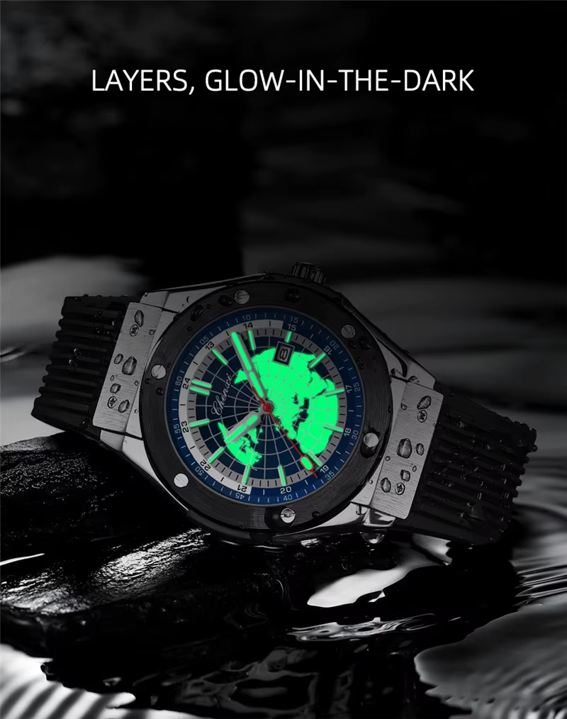 CHENXI 82442 décontracté luxe Sport montres pour hommes marque carte du monde militaire étanche montre-bracelet homme