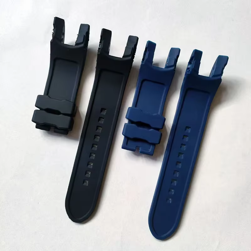 Bracelet de montre en caoutchouc noir bleu 26mm