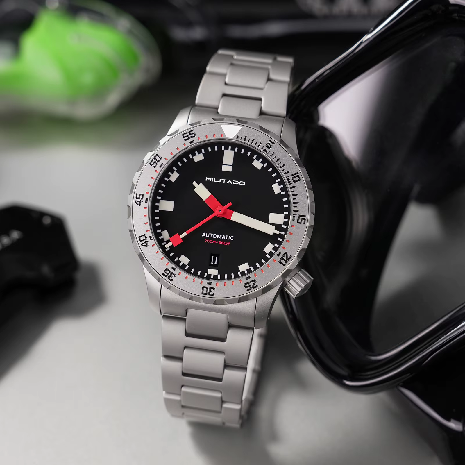 Militado ML20 39mm hommes montre PT5000 mouvement automatique saphir Luminova montres en acier inoxydable 200m montre-bracelet étanche