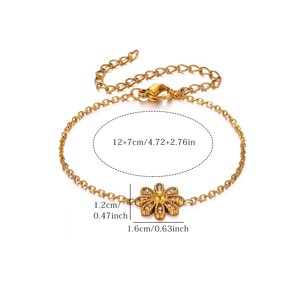Bracelet élégant en forme de fleur de marguerite en Zircon pour femmes, en acier inoxydable, bijoux de luxe, cadeau de fête de mariage