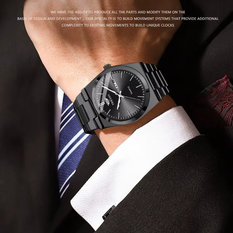 Montre pour homme, montre à quartz ultra-fine lumineuse