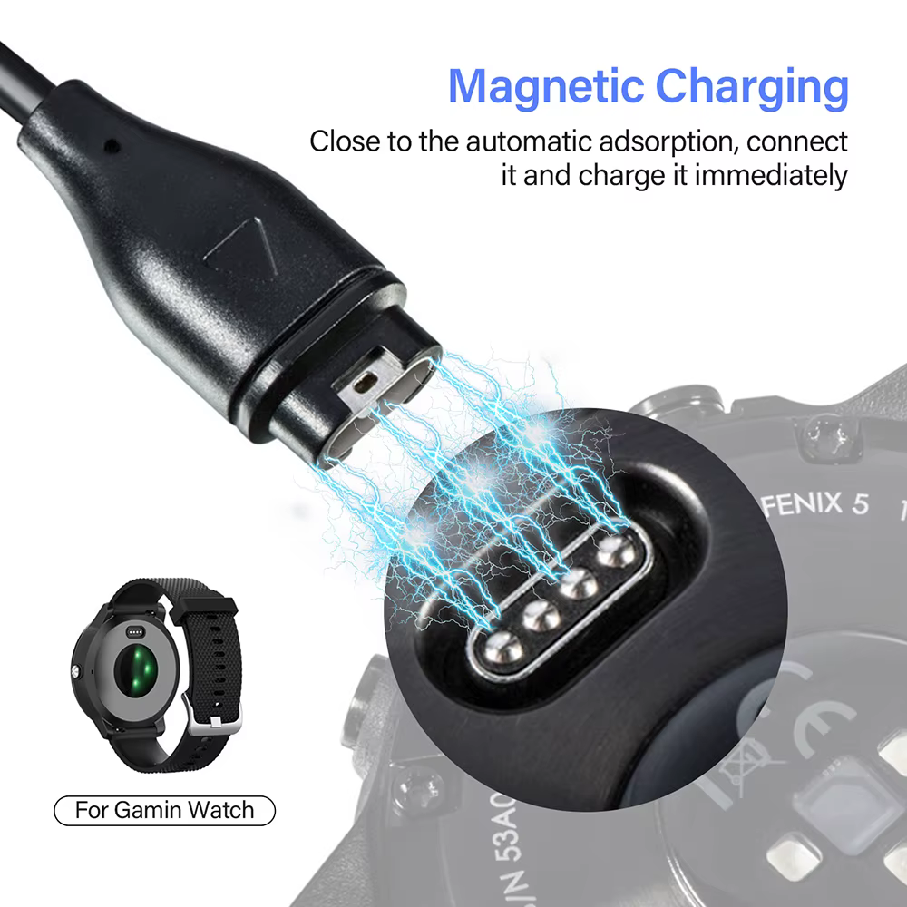 Chargeur de montre USB C compatible avec Garmin Fenix 7 7X Pro 6 6X 5 5S 5X