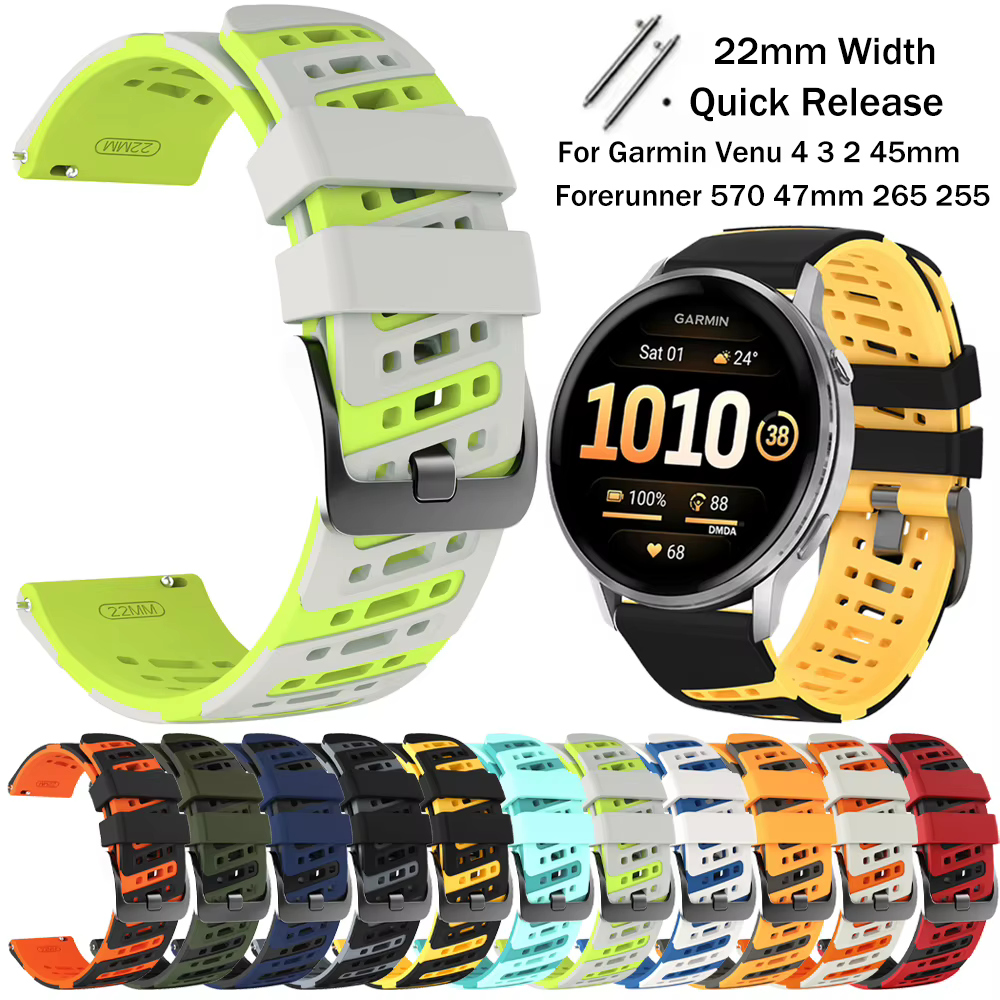 Bracelet de sport respirant pour Garmin Venu 2/3/4 45mm Vivoactive 4 Forerunner 570 47mm 255 M 265