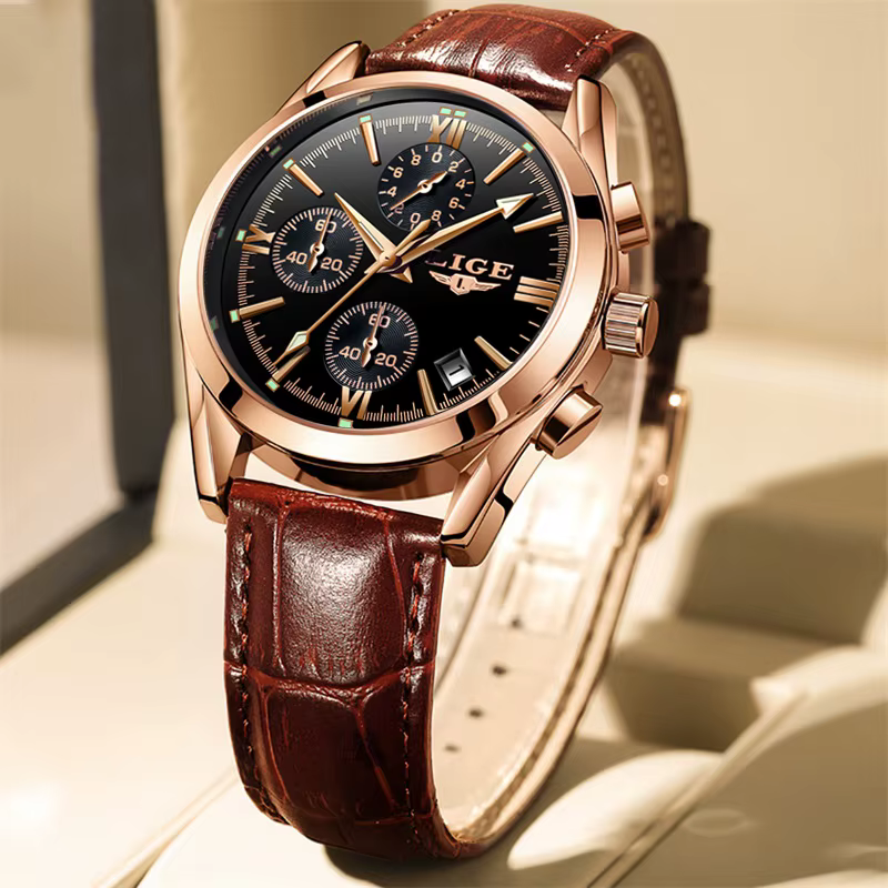 LIGE mode hommes montres haut de gamme de luxe militaire montre à Quartz