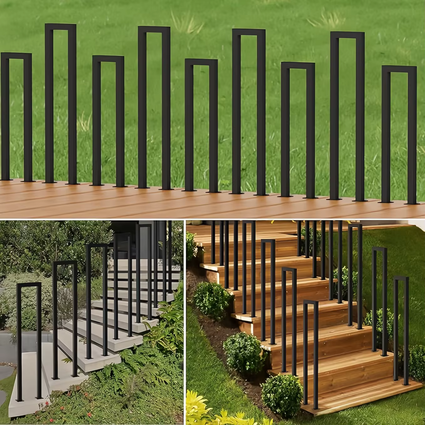 1 main courante d'escalier en forme de U, adaptée aux marches intérieures et extérieures, main courante antidérapante, adaptée aux personnes âgées et aux enfants, main courante de marche en fer forgé