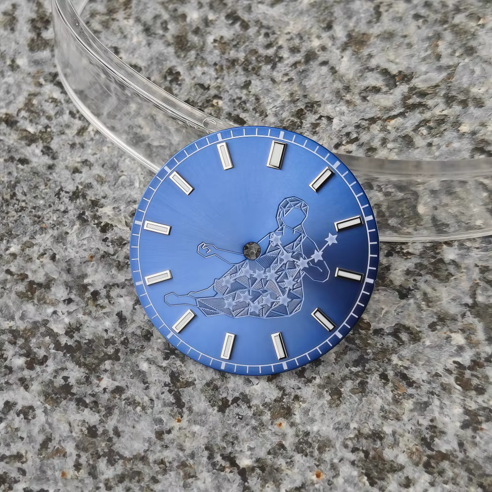 Cadran de montre 28,5 mm 12 signes du zodiaque, effet soleil éclatant, constellation astrologique en relief, pour mouvement automatique Seiko NH35, pièces de modification