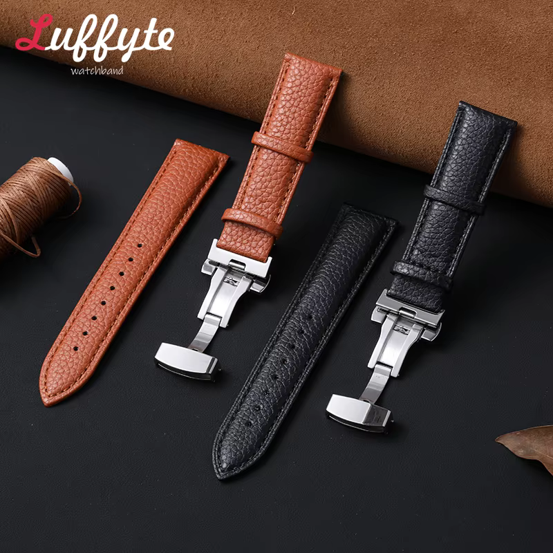 Bracelet de montre en cuir motif litchi
