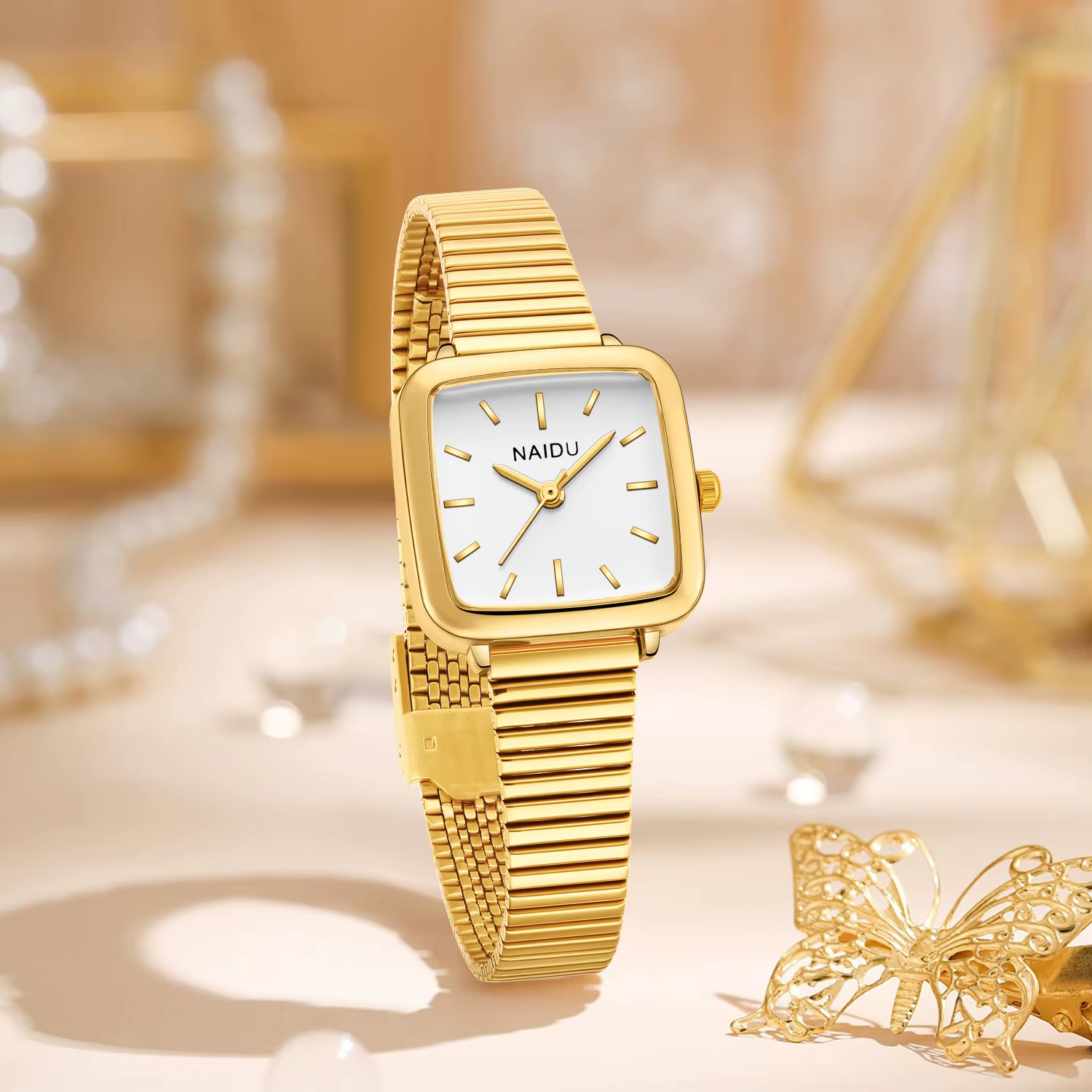 1 montre pour femme au design simple, artistique et vintage à quartz