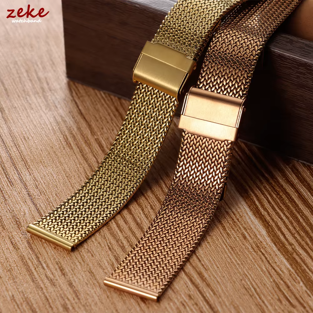 Bracelet en maille milanaise pour montre connectée, en acier inoxydable, avec boucle pliante DW, 16mm, 18mm, 20mm, bracelet universel pour Seiko