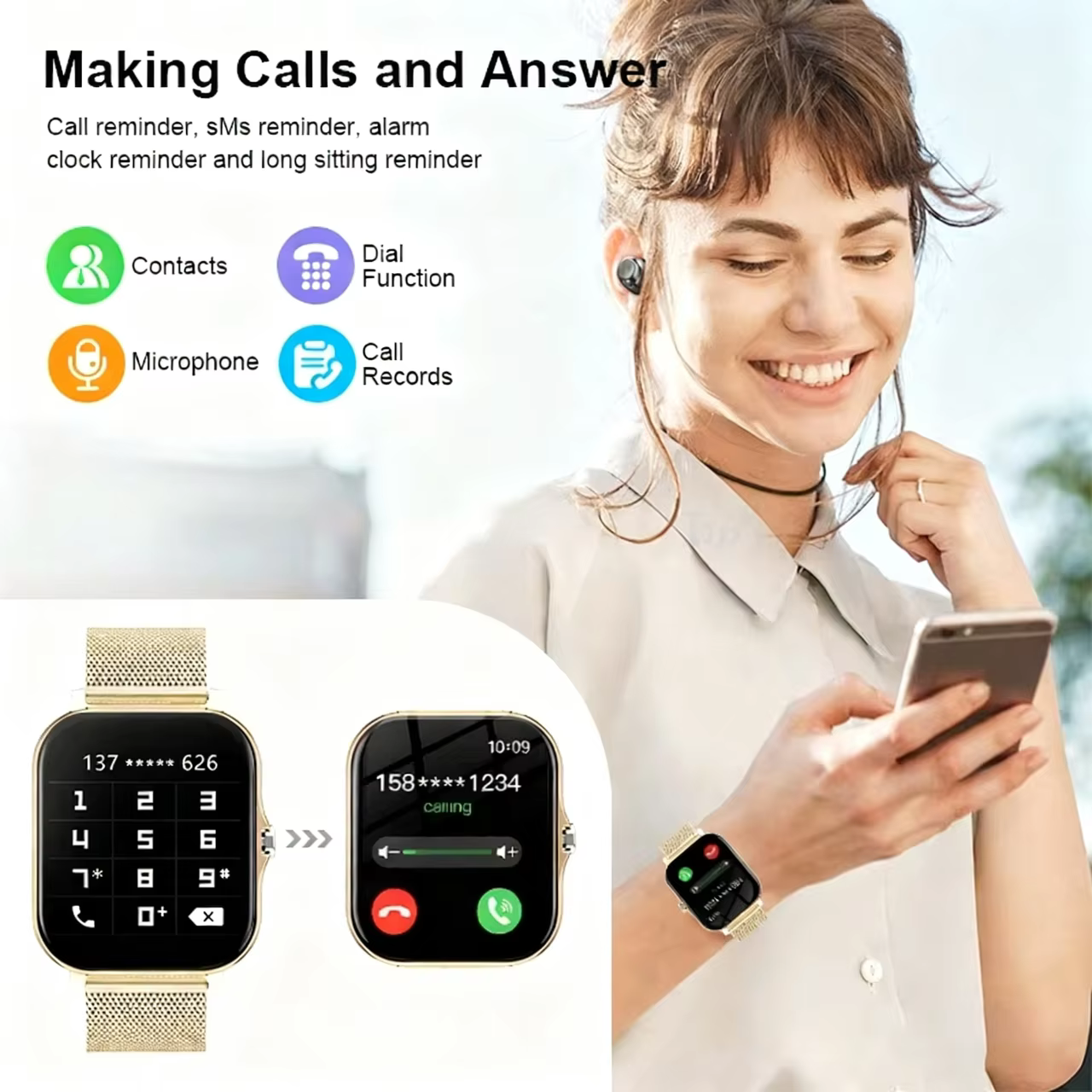 LAXASFIT Nouvelle Montre Connectée Écran HD Répondre aux Appels Passer