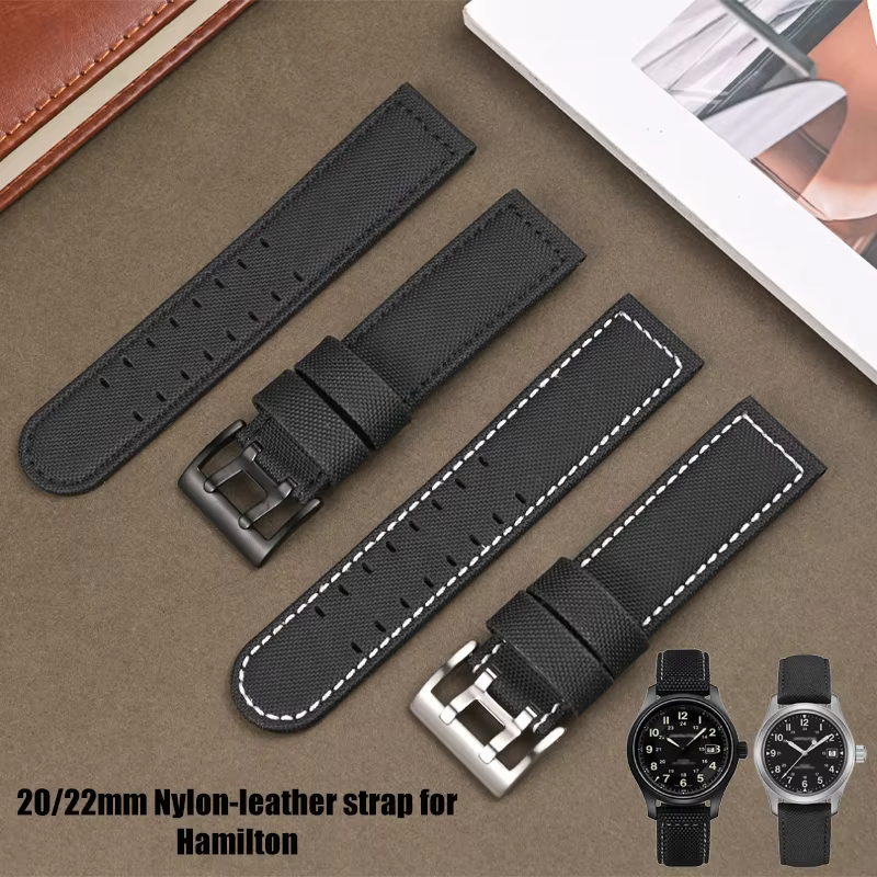 Bracelet de montre en nylon et cuir de haute qualité pour Hamilton Kaki Field Aviation