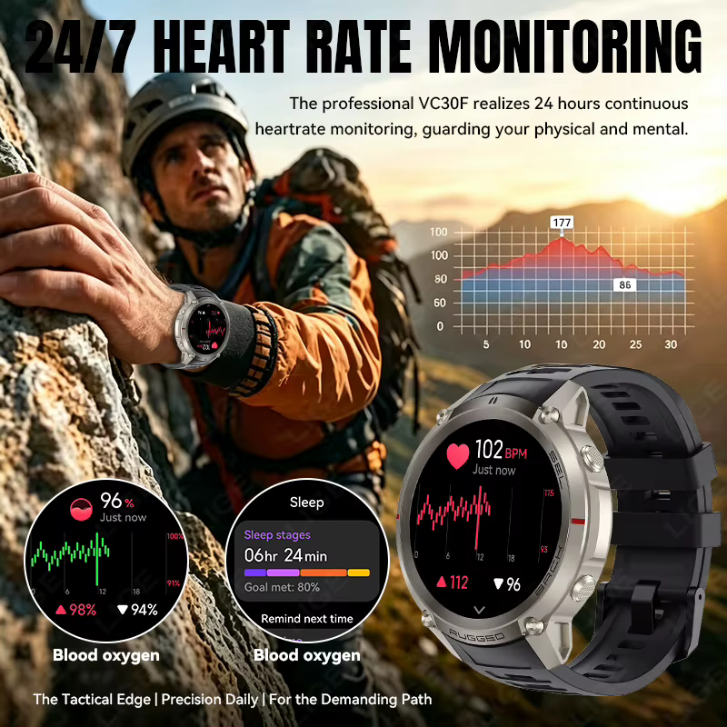 Montre connectée GPS LIGE précise avec écran AMOLED de 1