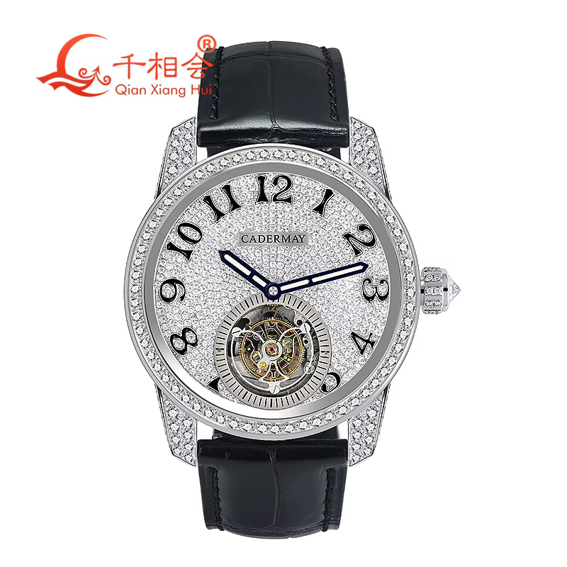 Montre mécanique de luxe entièrement Moissanite pour homme