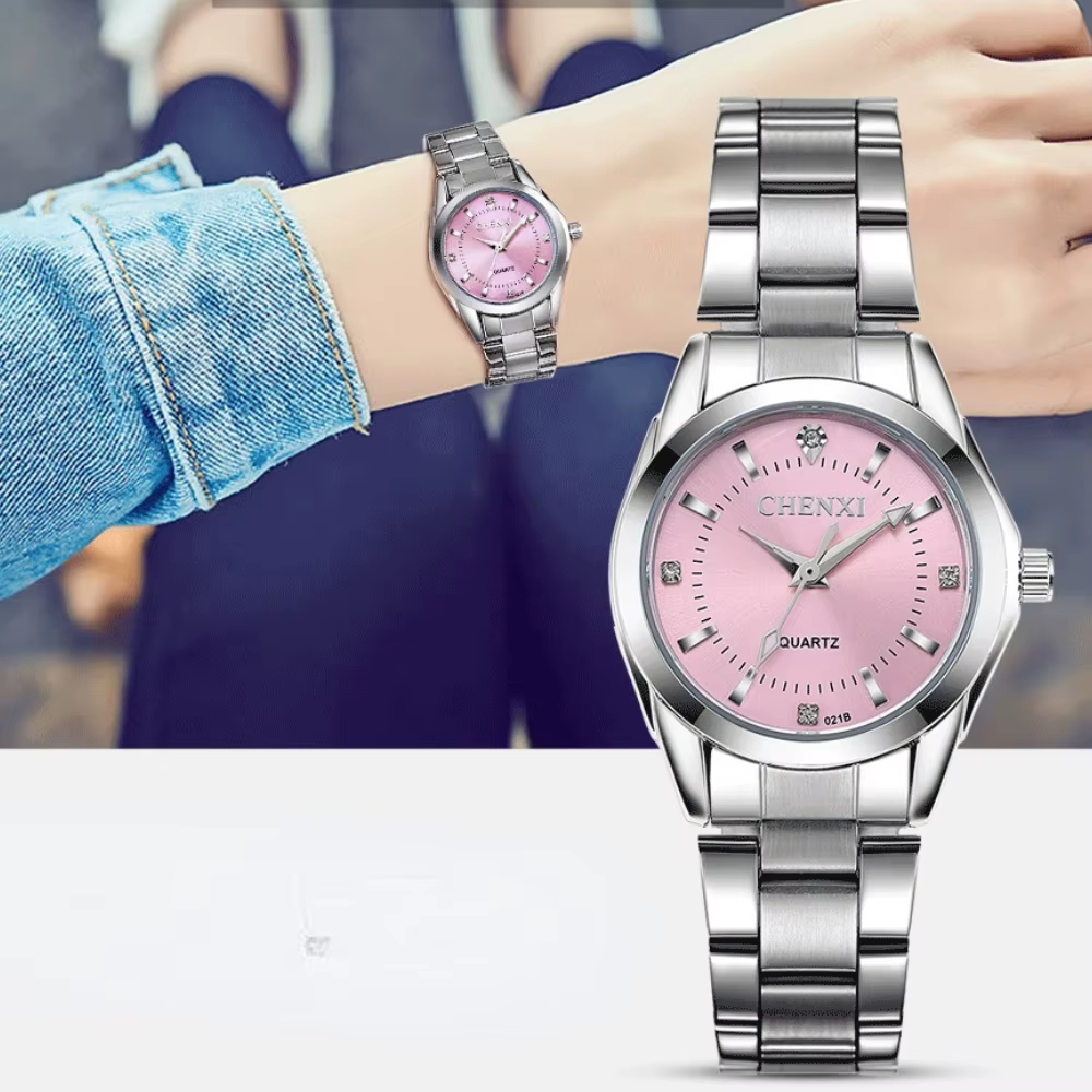 Montres de luxe pour femmes, en acier inoxydable, analogique lumineux à Quartz