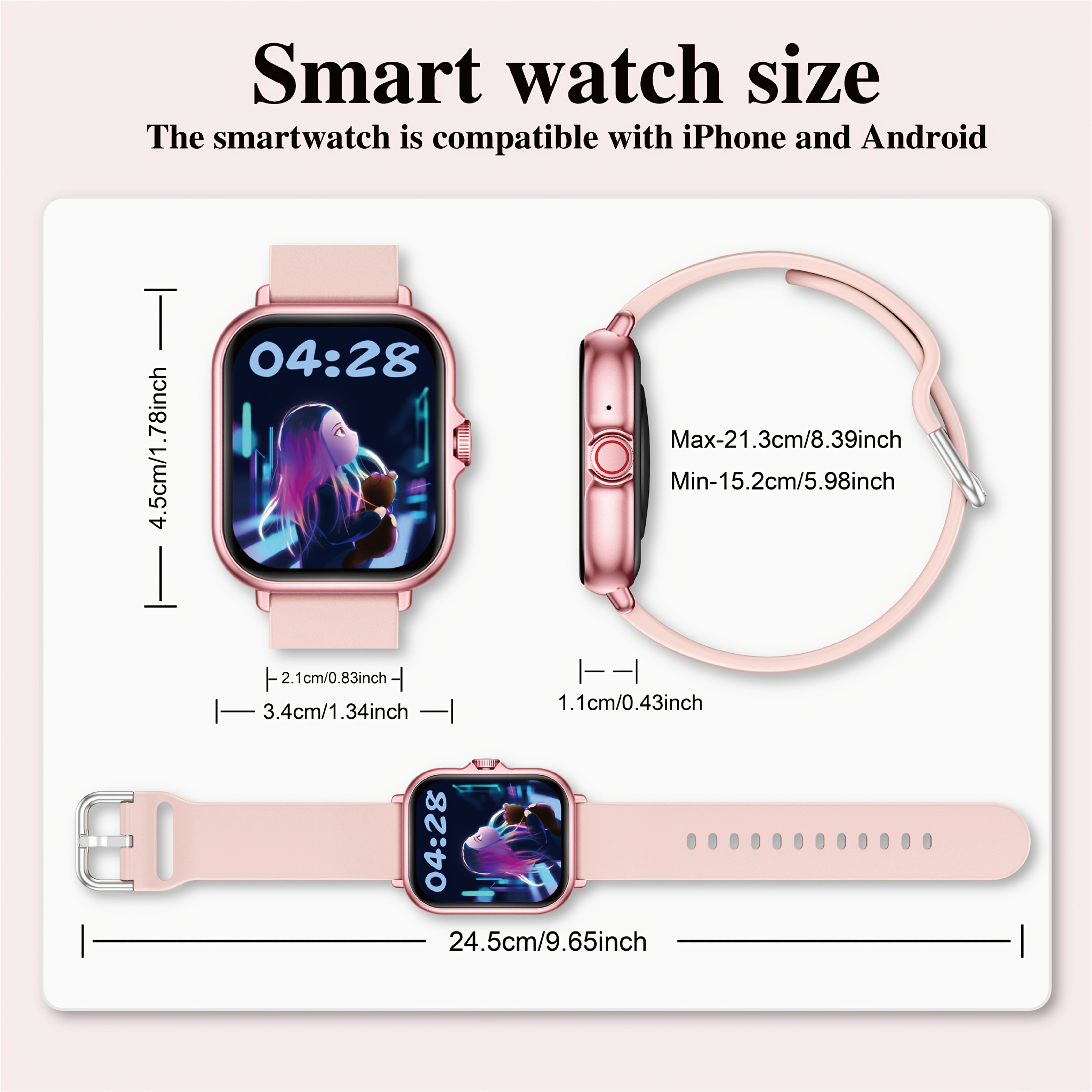Montre connectée sportive multifonctionnelle à écran tactile complet de 1