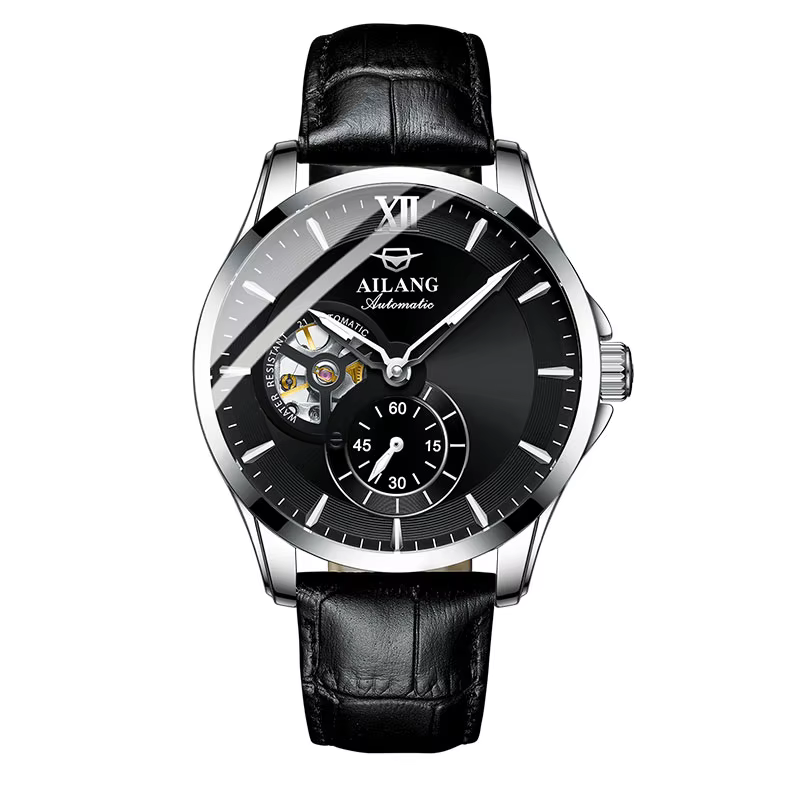 Nouvelle Montre Squelette Étanche Tendance en Cuir Véritable Lumineuse 3 Bar AL8627 AILANG Luxe Mécanique Automatique