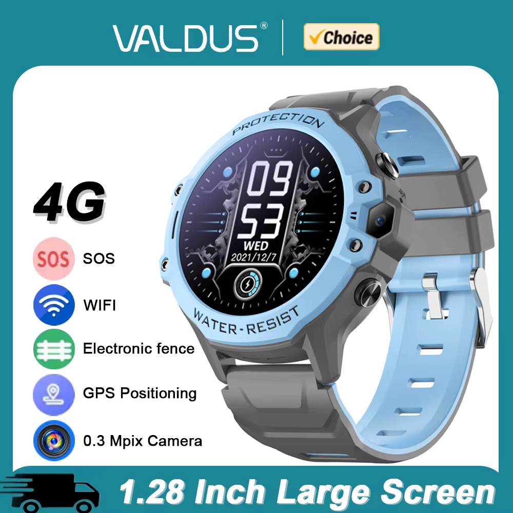 VALDUS 2025 nouveau VK55 enfants montre GPS SOS appel avec caméra 0.3 Mpix 4G carte SIM