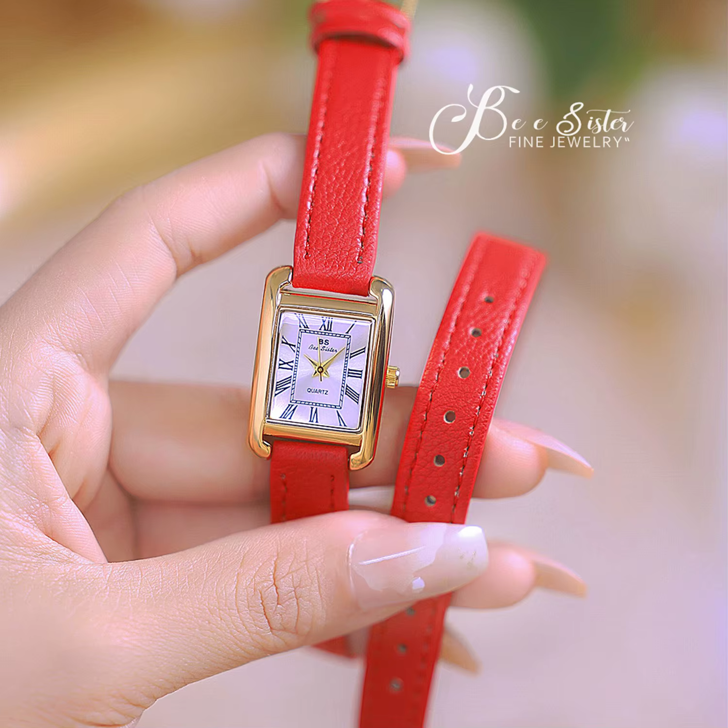 Montres à cadran romain rectangulaire vintage pour femme