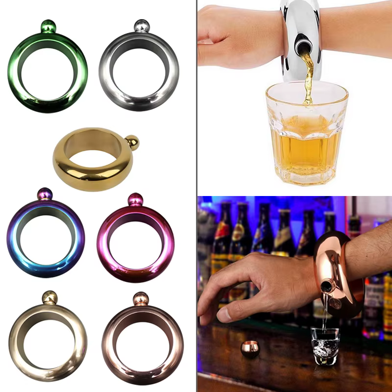 Flcopropriété de hanche en acier inoxydable, bracelet à whisky, bouteille de vin colorée, entonnoir, carafe de camping, approvisionnement en verres, 3.5oz
