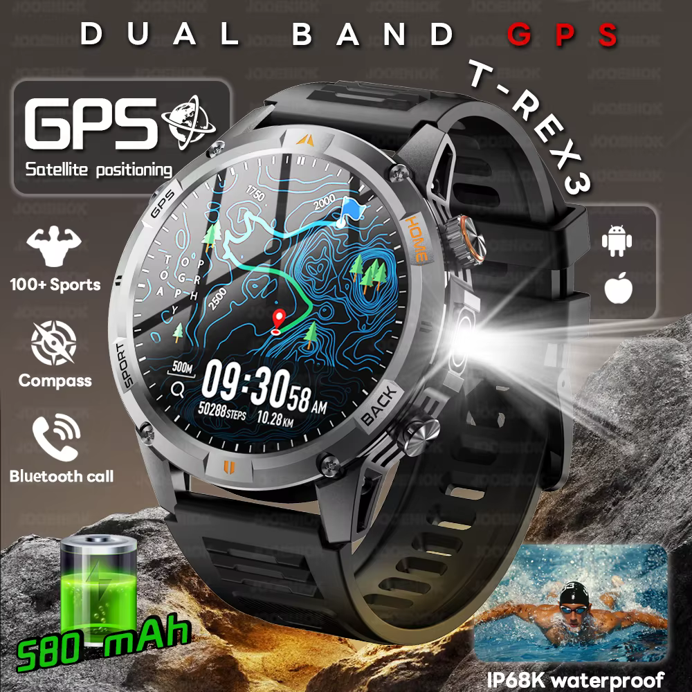 T-rex 3 Ultra professionnel GPS sport montre intelligente homme intégré double bande GNSS boussole militaire extérieur Smartwatch hommes 2025 nouveau