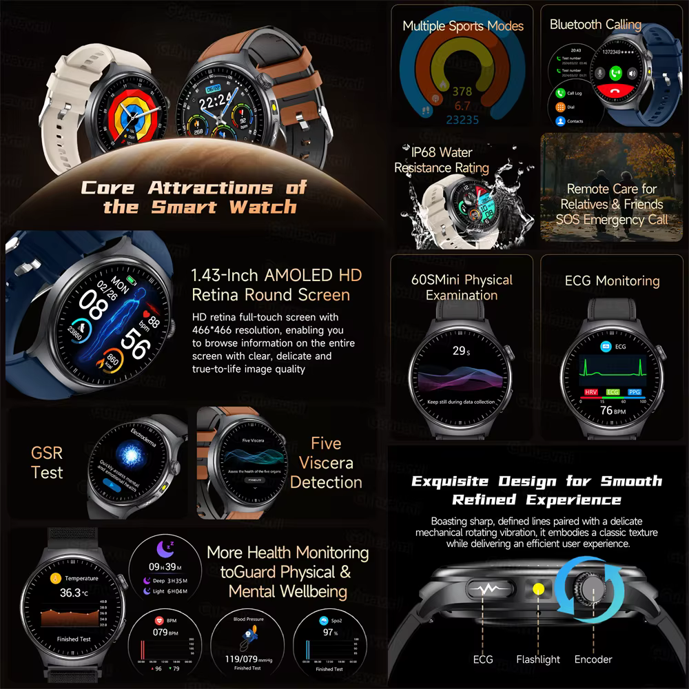 Montre connectée ECG pour hommes et femmes