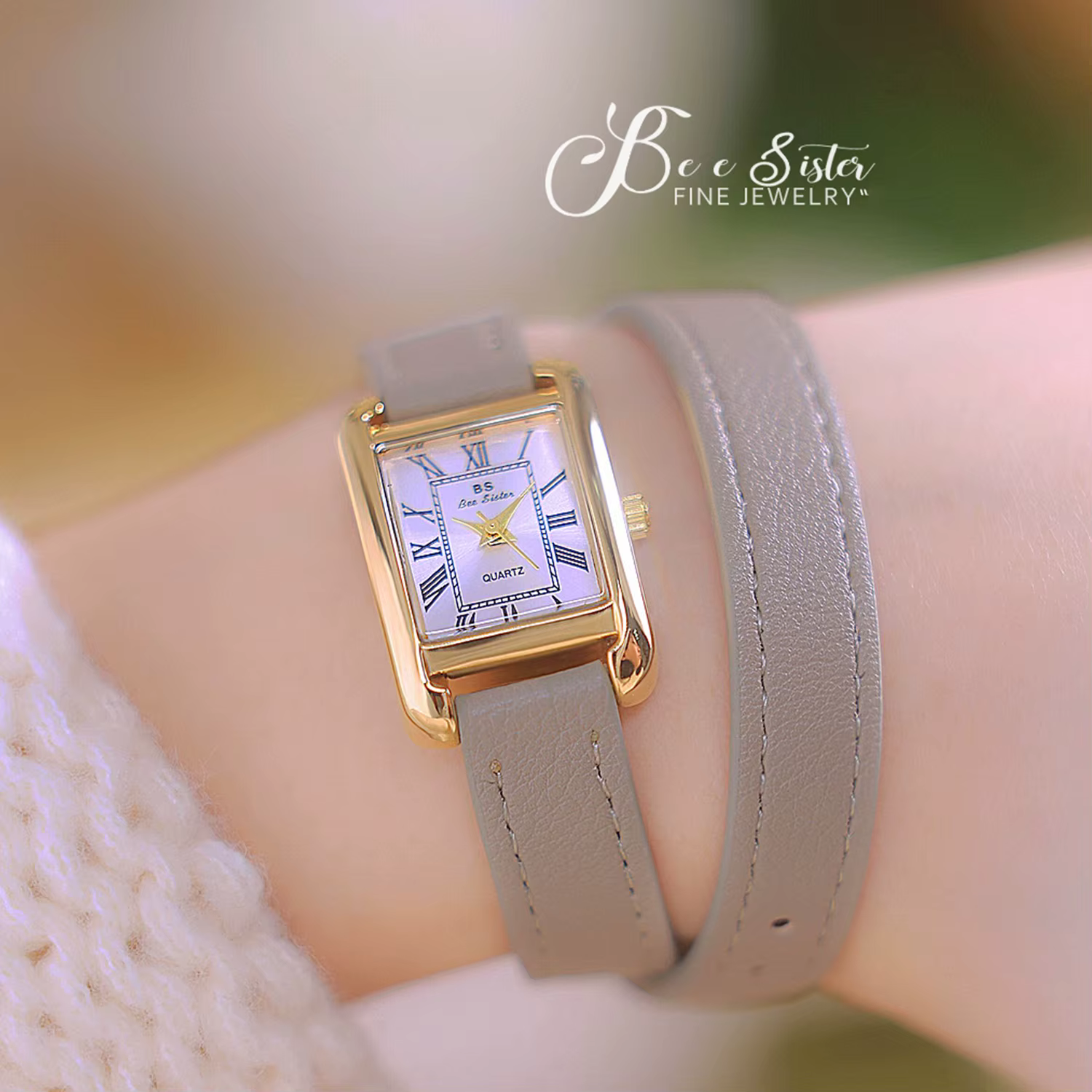 Montres à cadran romain rectangulaire vintage pour femme