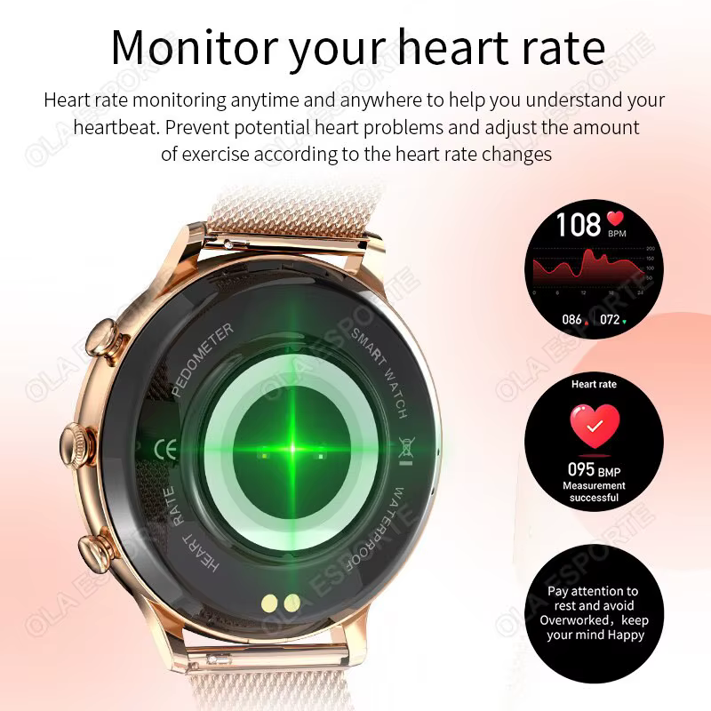 Mode luxe montre intelligente femmes Bluetooth appel pression artérielle bricolage personnalisé Sport Fitness étanche