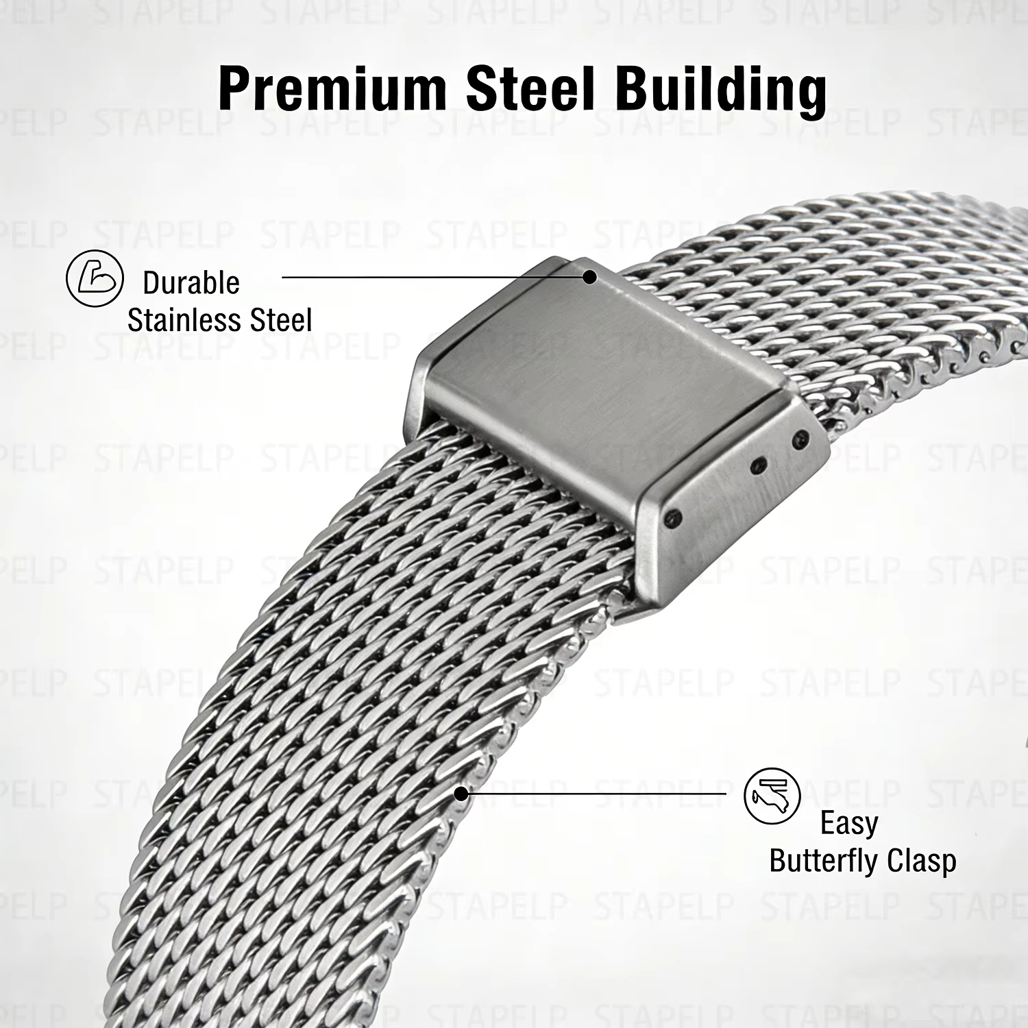 Bracelet de montre en maille métallique 18-19-20-21-22 mm à dégagement rapide